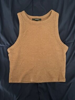 Forever 21 Ribbed Tan Cropped Tank Top